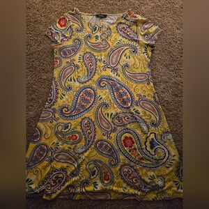 Paisley Print Yellow Dress